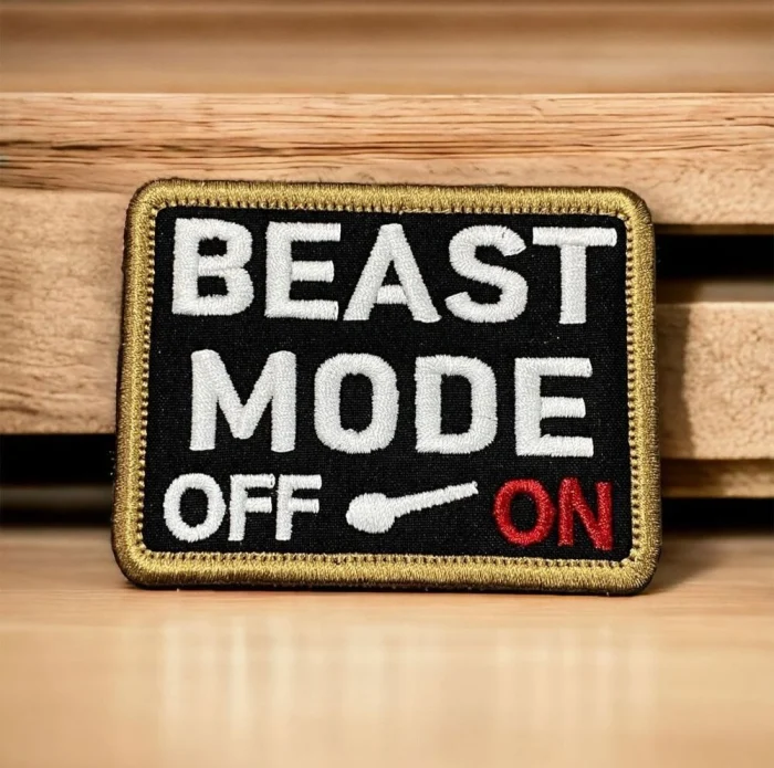 beast mode on off embroidery patch