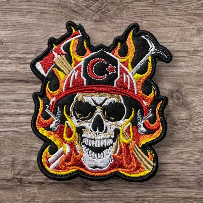 firefighter skull fire patch embroidery