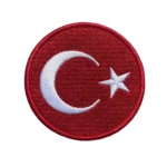 Red Color Round Turkish Flag Patch