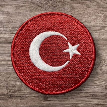 kirmizi renk yuvarlak turk bayragi patch arma