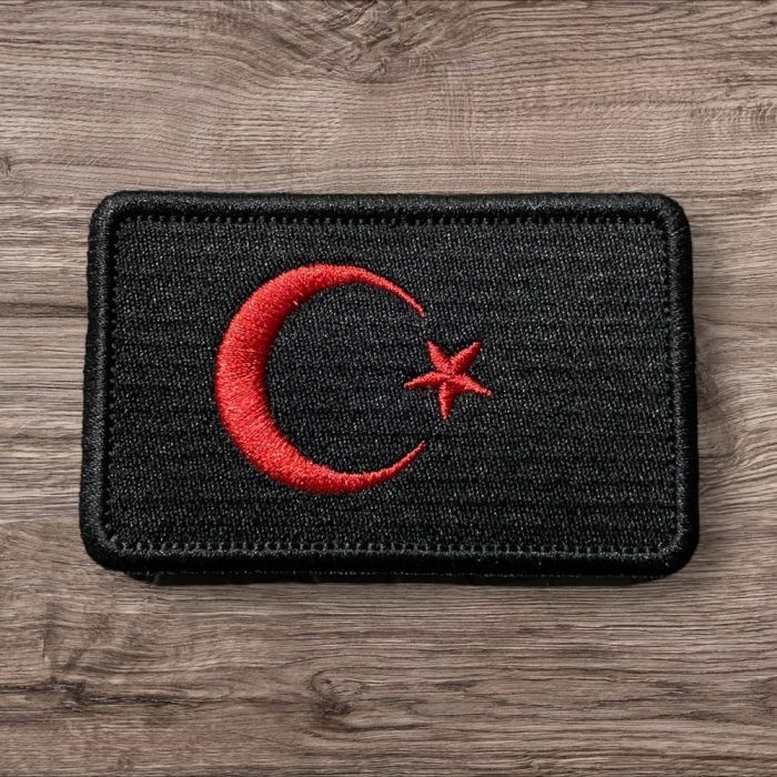 black red turkish flag embroidery patch