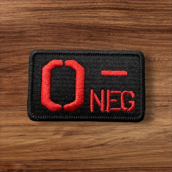 black background 0 negative blood group patch