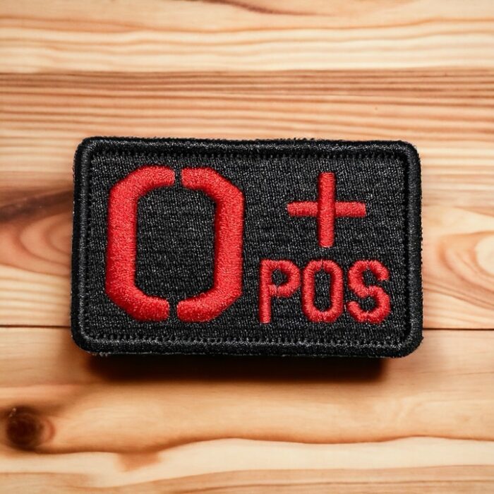 black background 0 positive blood group patch