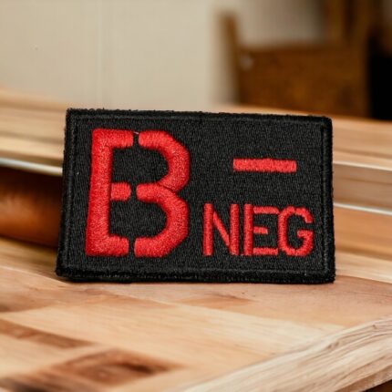 black background b negative blood group patch