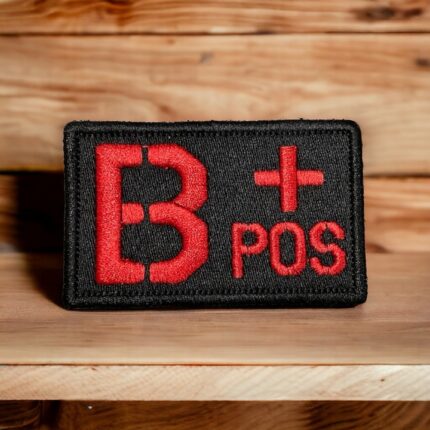 black background b positive blood group patch