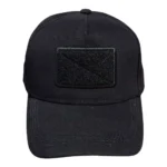 Black Tactical Hat with Front Velcro Patch Panel