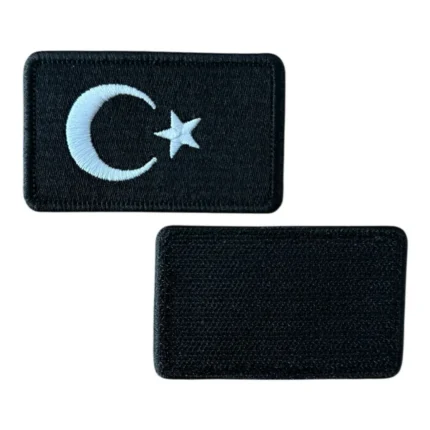 siyah renk turk bayragi patch arma nakis cirtli