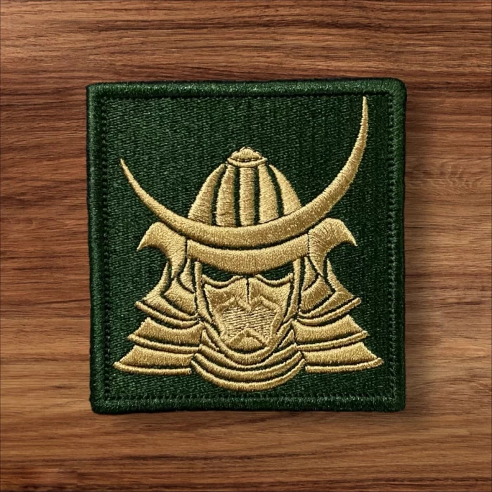 green ground samurai mask patch