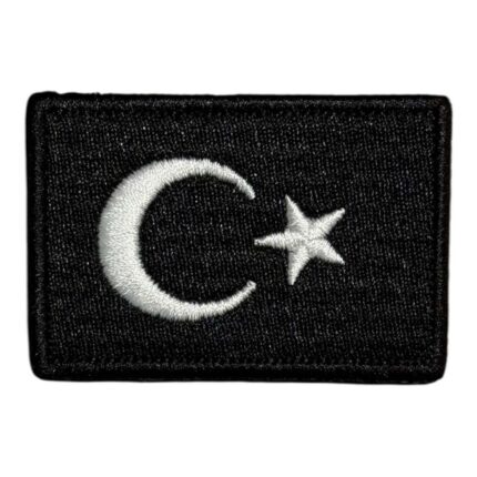 siyah zemin turk bayragi pec patch 6x4 cm