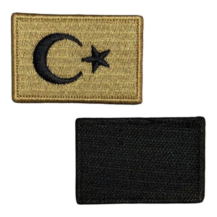 bej zemin turk bayragi pec patch 6x4 cm cirtli
