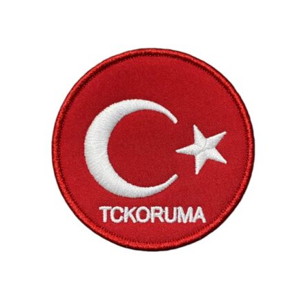 kirmizi zemin tckoruma yazili turk bayragi patch arma