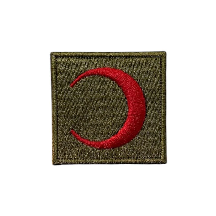 khaki ground red crescent logo embroidery patch