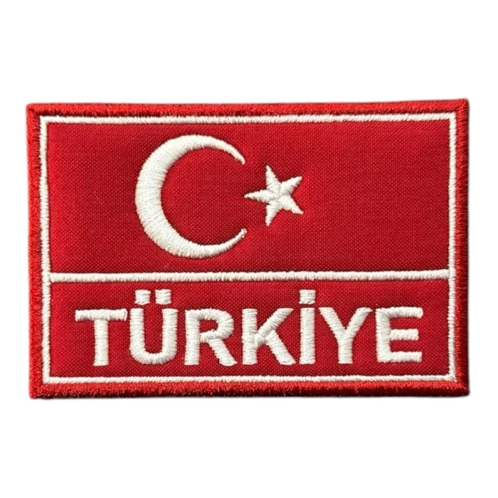 red turkish flag and turkiye written patch