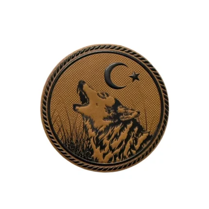 metallic color grey wolf and crescent star patch