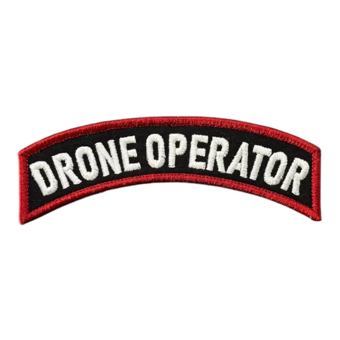 black background drone operator written patch