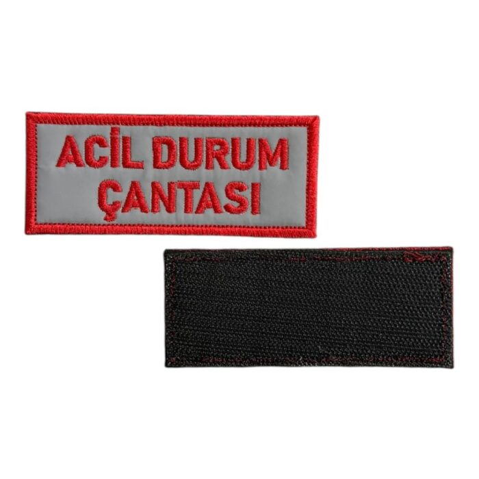 reflektifli acil durum cantasi yazili pec patch cirtli