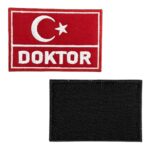 red turkish flag doktor written patch velcro