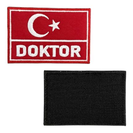 red turkish flag doktor written patch velcro