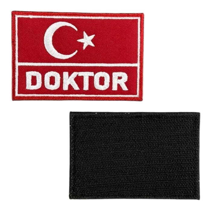 red turkish flag doktor written patch velcro