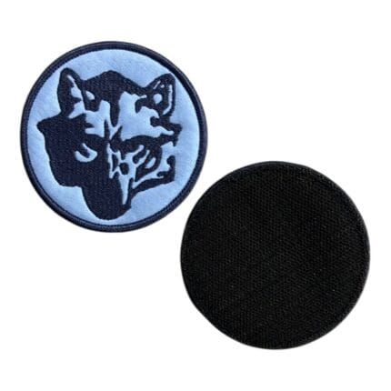 blue ground wolf head embroidery patch velcro