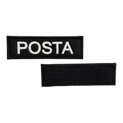 black ground posta written embroidery patch velcro