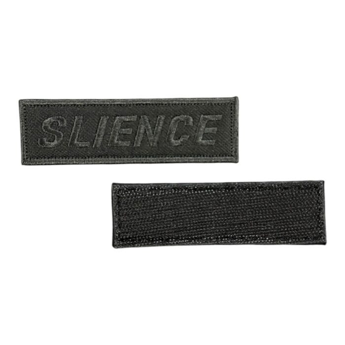 siyah zemin slience yazili nakis patch pec cirtli