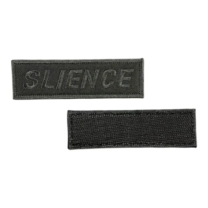 siyah zemin slience yazili nakis patch pec cirtli