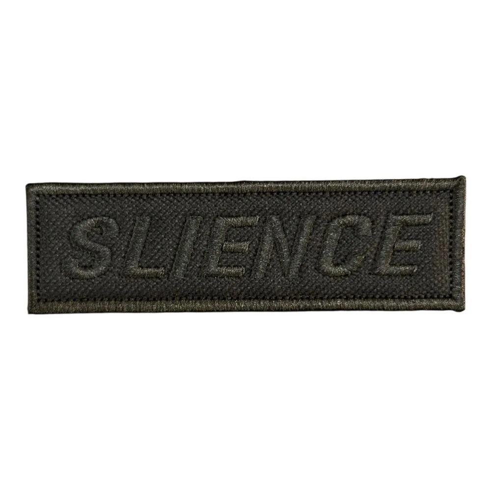 siyah zemin slience yazili nakis patch pec