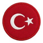 red color round turkish flag patch 6 cm
