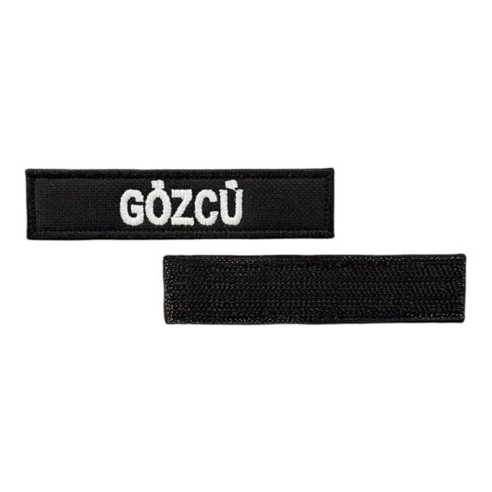 siyah zemin gozcu yazili nakis patch cirtli