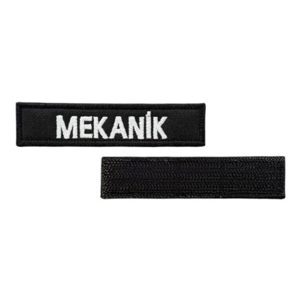 black ground mekanik written patch velcro
