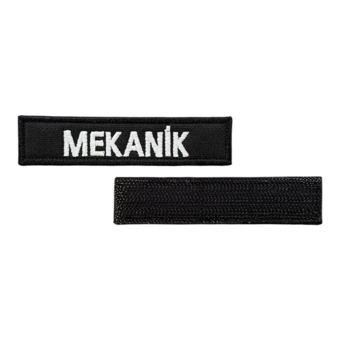 black ground mekanik written patch velcro