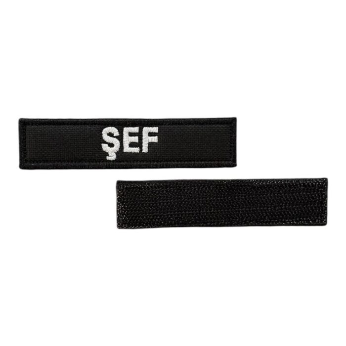 black ground sef written patch velcro