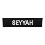 black ground seyyah written patch