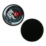 wolf and crescent patch on the red apple road velcro