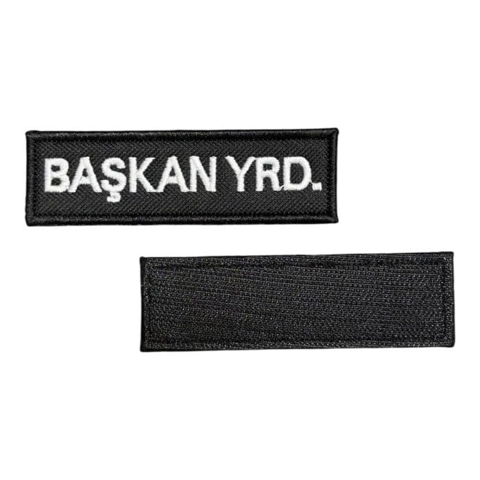 siyah zemin baskan yrd yazili nakis patch cirtli