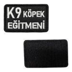 siyah zemin k9 kopek egitmeni nakis patch cirtli