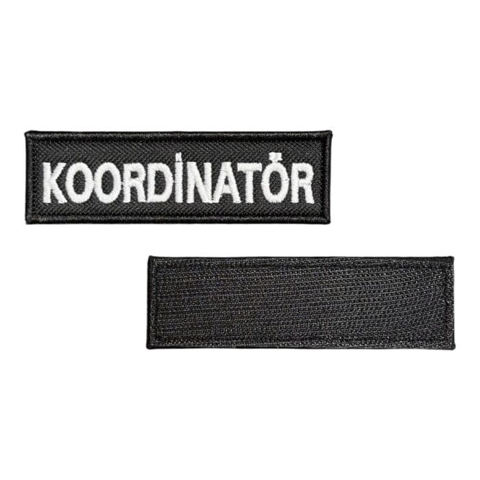 siyah zemin koordinator yazili nakis patch cirtli