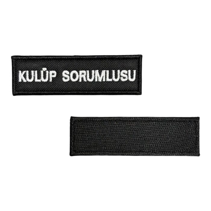 siyah zemin kulup sorumlusu yazili nakis patch cirtli