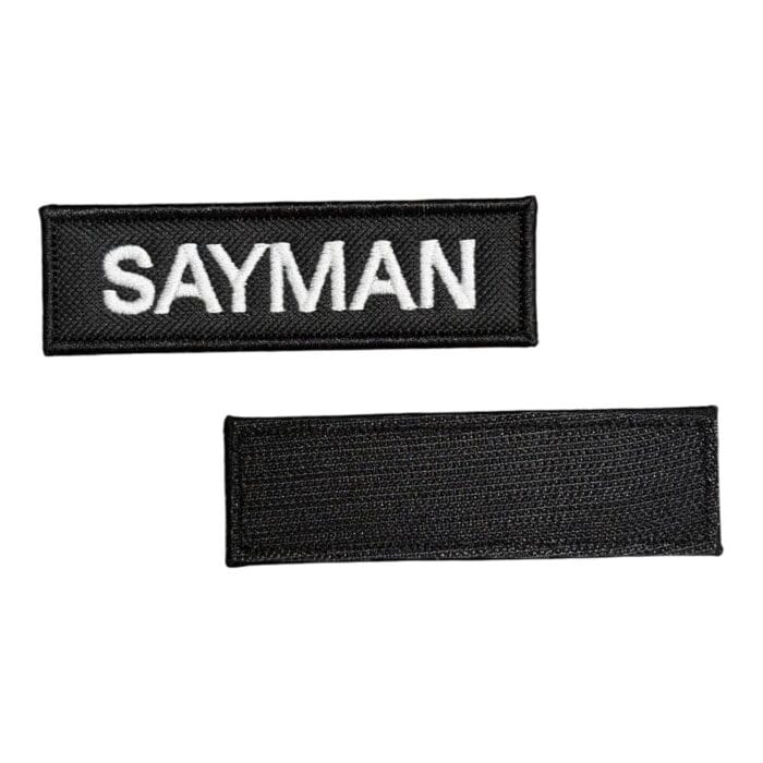 siyah zemin sayman yazili nakis patch cirtli
