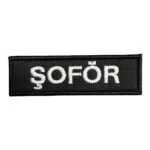 siyah zemin sofor yazili nakis patch