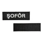 siyah zemin sofor yazili nakis patch cirtli