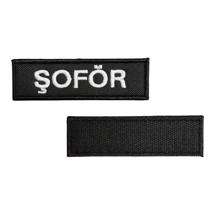 siyah zemin sofor yazili nakis patch cirtli