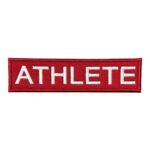 red ground athlete written patch
