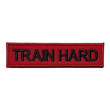 red ground train hard written patch