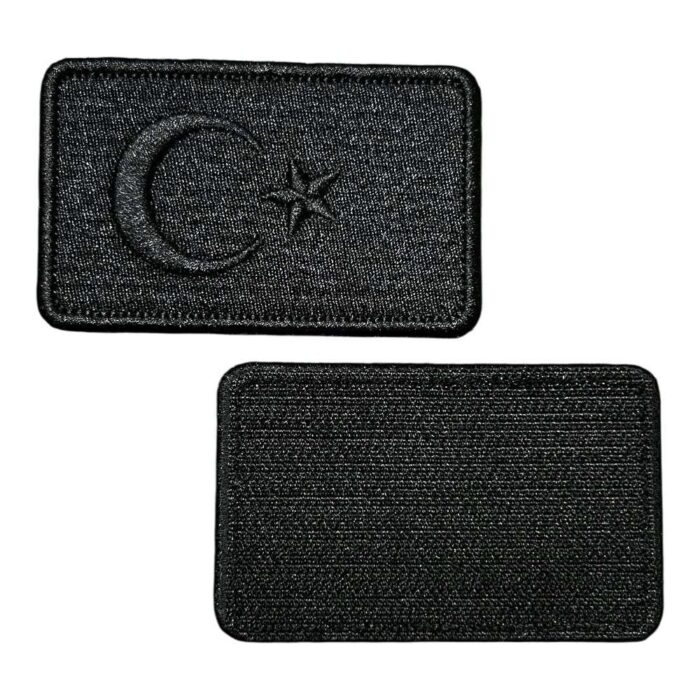 black color turkish flag embroidery patch velcro