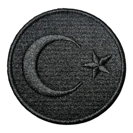 black round turkish flag embroidery patch