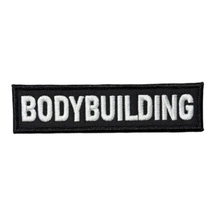 black ground bodybuilding written patch
