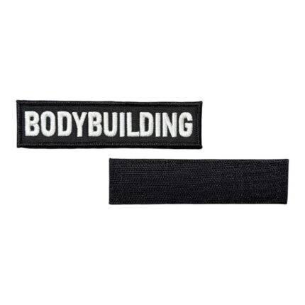black ground bodybuilding written patch velcro