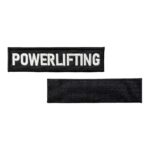 black ground powerlifting written patch velcro